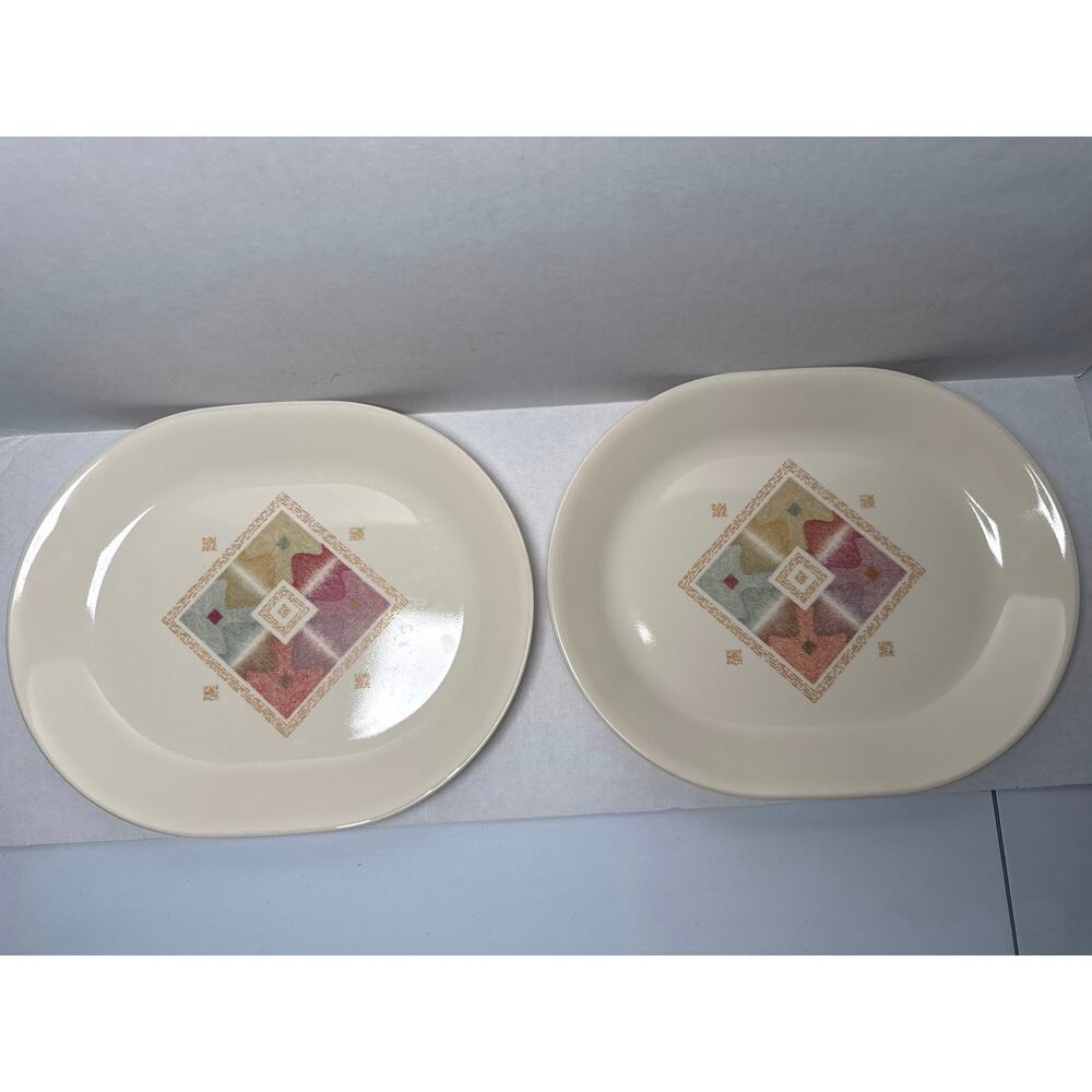 2 Corelle by corning microwavable Mirage pattern oval serving platters plates